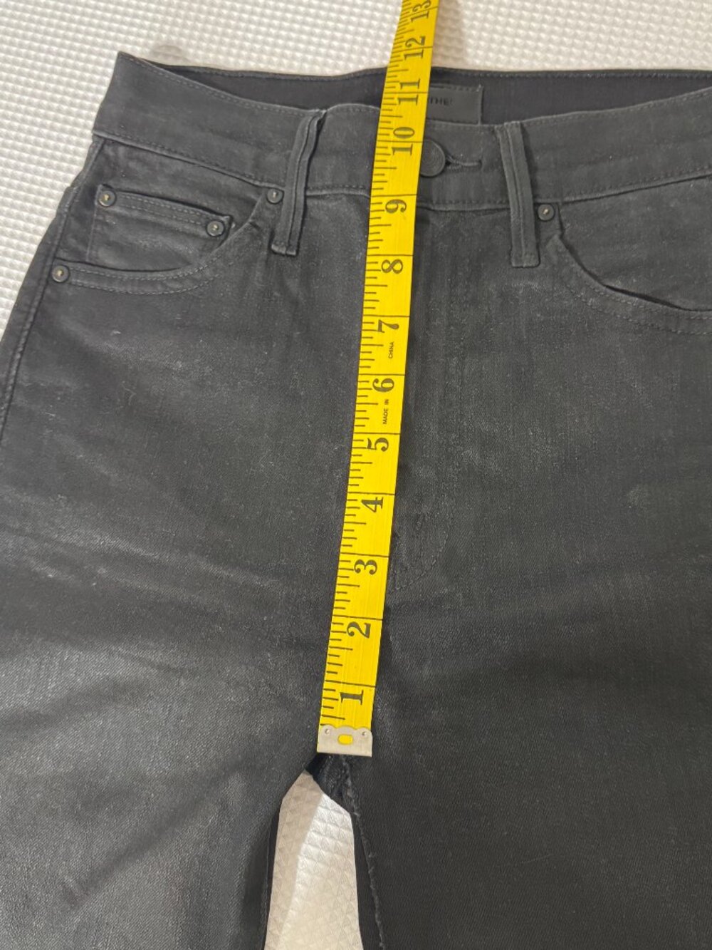 MOTHER The Swooner Ankle Black Coated High Waist Jeans in Wet Paint - Picture 13 of 15